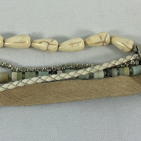 Victoria Emerson Boho Cuff Bracelet Shells Silver Tone Multistrand Layered Boho - Picture 6 of 11